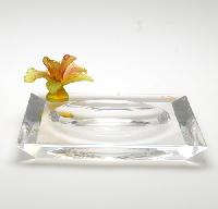 Vide-poches cristal et pâte de verre - Coupe with molten glass decor "Cristal de Paris"